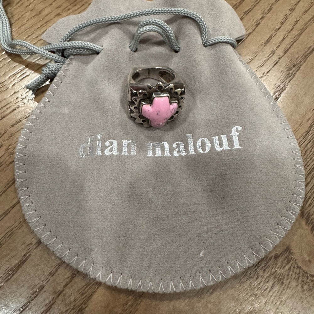 Dian Malouf Pink and Silver Women's Ring size 5